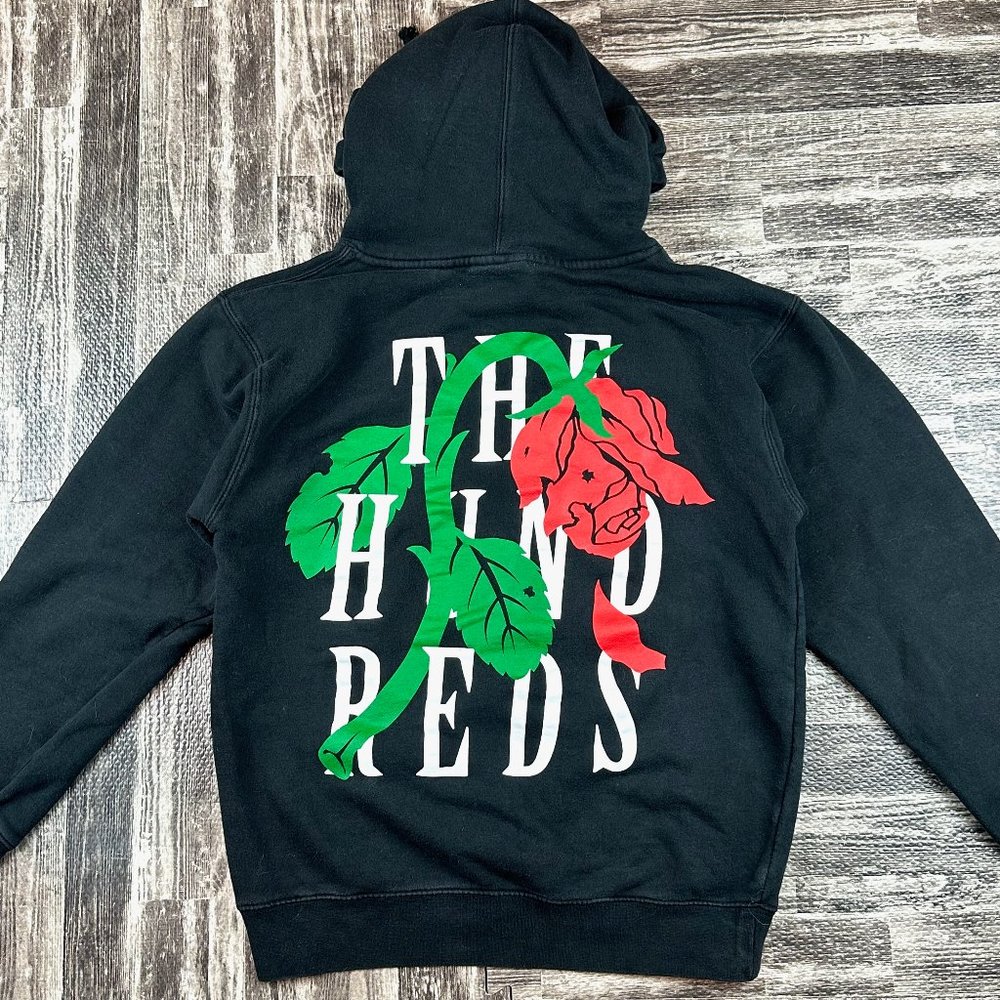 The Hundreds Black Pullover Hoodie Large Back Logo + Rose Print Size S Small